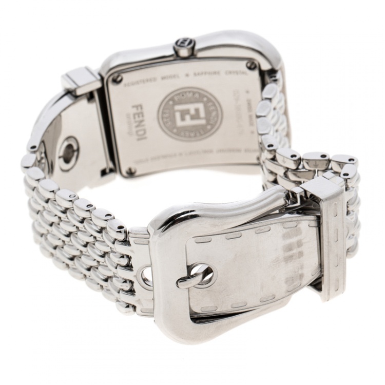Pre Owned Fendi White Mother of Pearl Stainless Steel And Diamond B. Fendi 3800G Women's Wristwatch 33mm