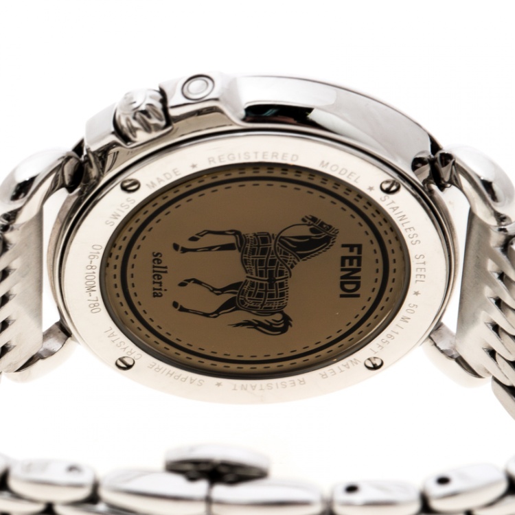 مملوكة مسبقًا Fendi Brown Stainless Steel Selleria 8100M Women's Wristwatch 37 mm