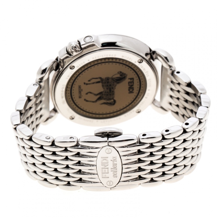 مملوكة مسبقًا Fendi Brown Stainless Steel Selleria 8100M Women's Wristwatch 37 mm