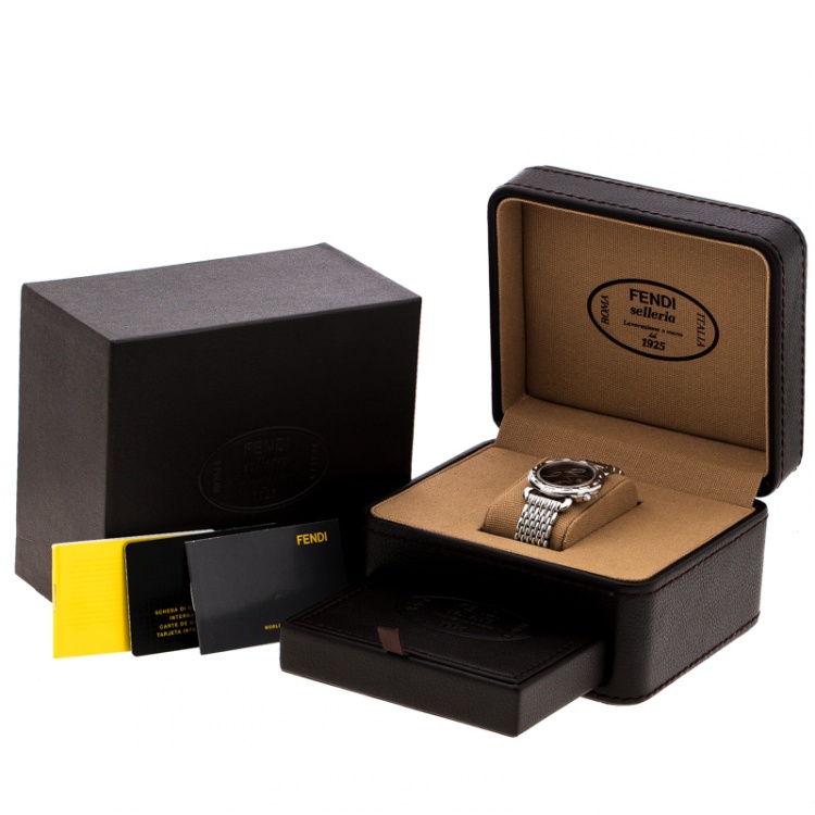 مملوكة مسبقًا Fendi Brown Stainless Steel Selleria 8100M Women's Wristwatch 37 mm