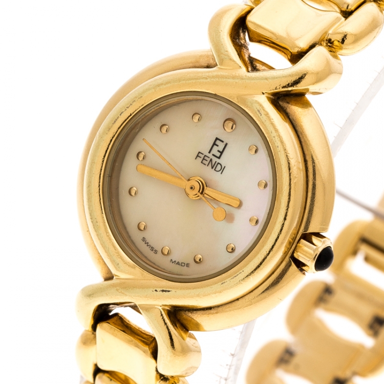 Fendi Yellow Mother of Pearl Gold Tone 700L Women s Wristwatch 25