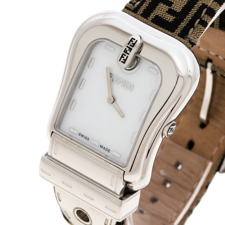 Pre Owned Fendi Mother of Pearl Stainless Steel B.Fendi 3800G Women's Wristwatch 33 mm