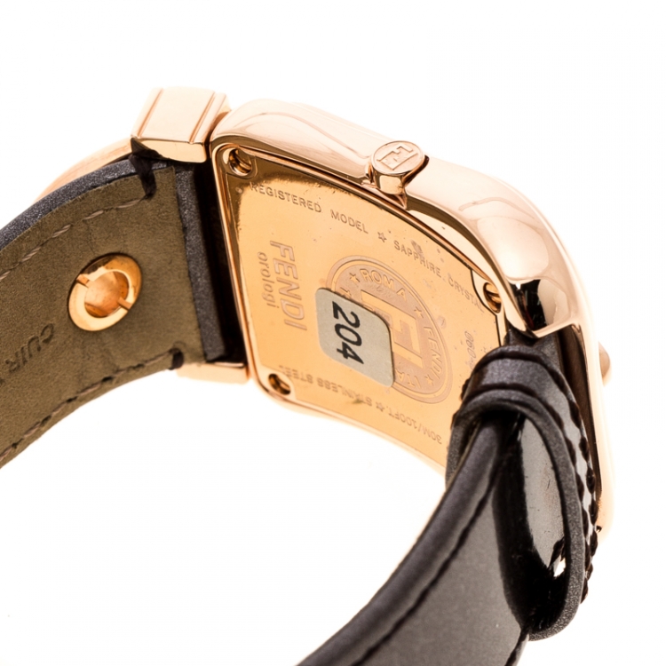 Pre Owned Fendi White Mother of Pearl Rose Gold Plated Stainless Steel 3800G Women's Wristwatch 33 mm