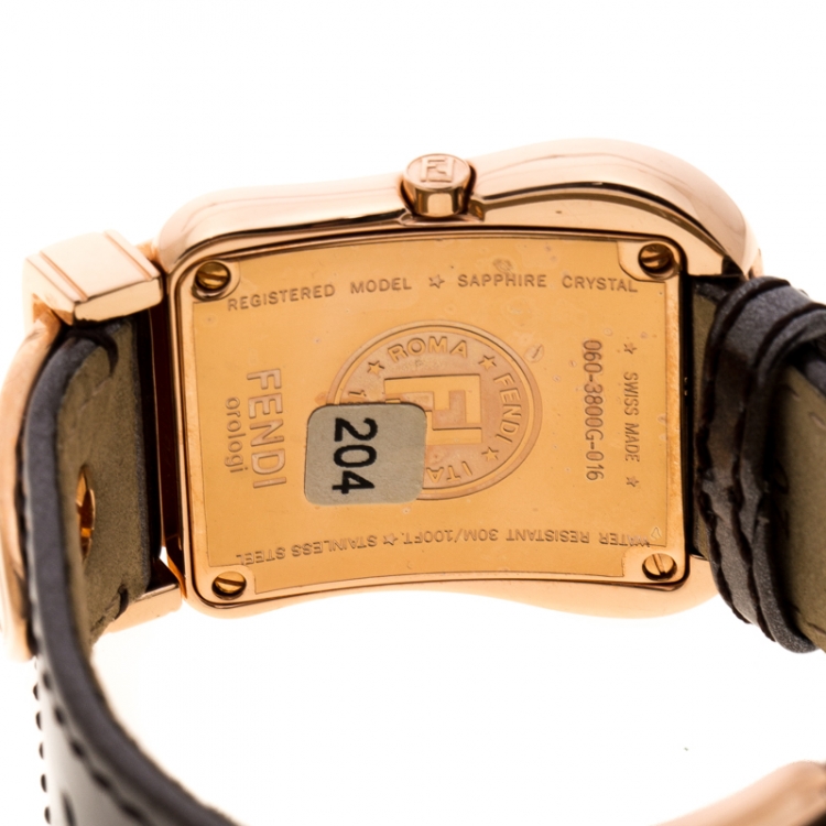 Pre Owned Fendi White Mother of Pearl Rose Gold Plated Stainless Steel 3800G Women's Wristwatch 33 mm