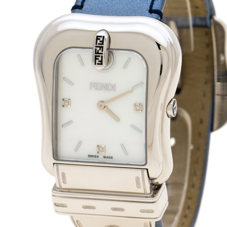 Pre Owned Fendi Mother of Pearl Stainless Steel B.Fendi 3800G Women's Wristwatch 33 mm