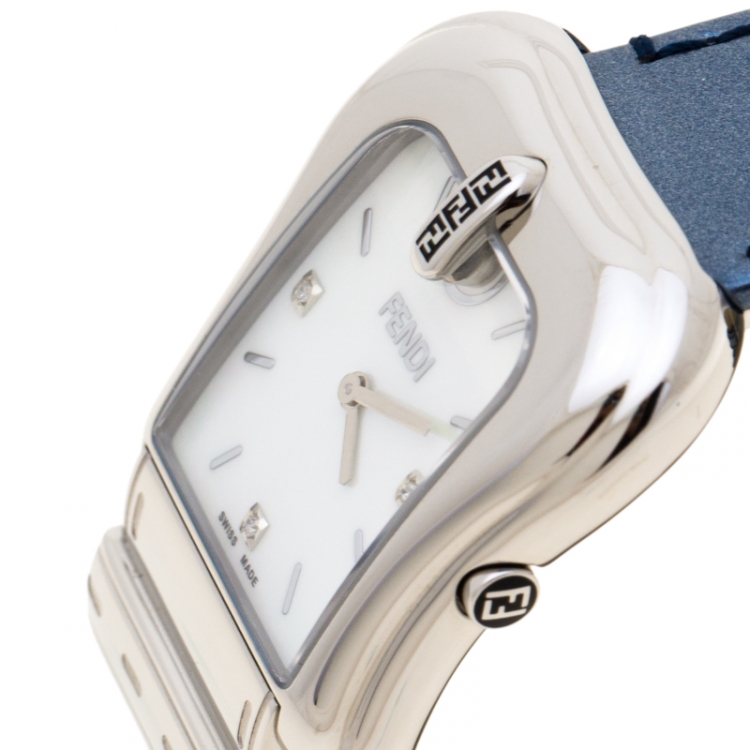 Pre Owned Fendi Mother of Pearl Stainless Steel B.Fendi 3800G Women's Wristwatch 33 mm