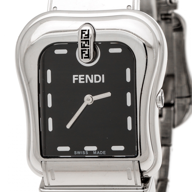 Pre Owned Fendi Black Stainless Steel B.Fendi 3800G Women's Wristwatch 33 mm