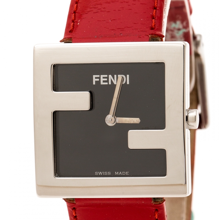 Pre Owned Fendi Black Stainless Steel 4000L Women's Wristwatch 31 mm