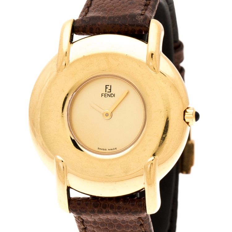 Pre Owned Fendi Gold Plated 400G Women's Wristwatch 36 mm