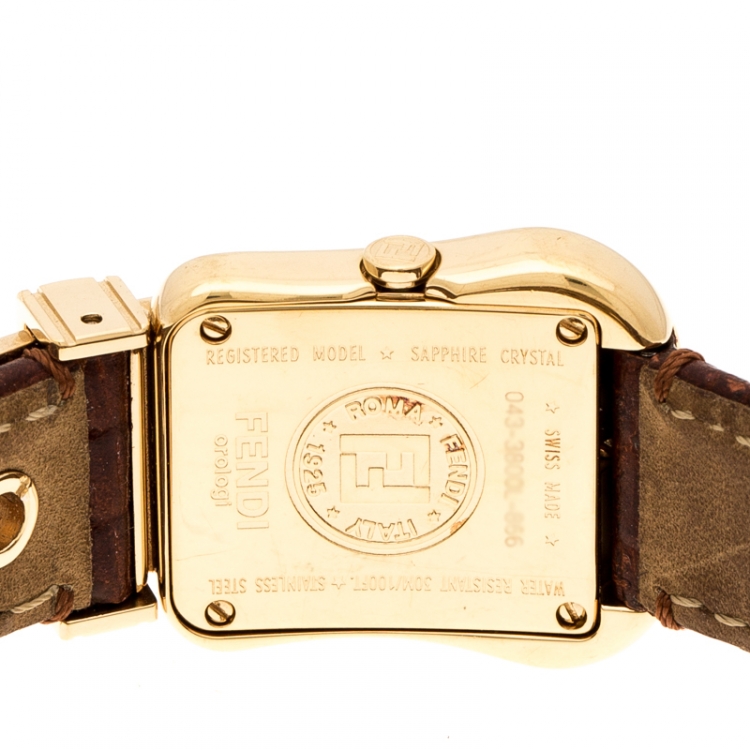 مملوكة مسبقًا Fendi White Mother of Pearl Gold Plated Stainless Steel B.Fendi 3800L Women's Wristwatch 23 mm