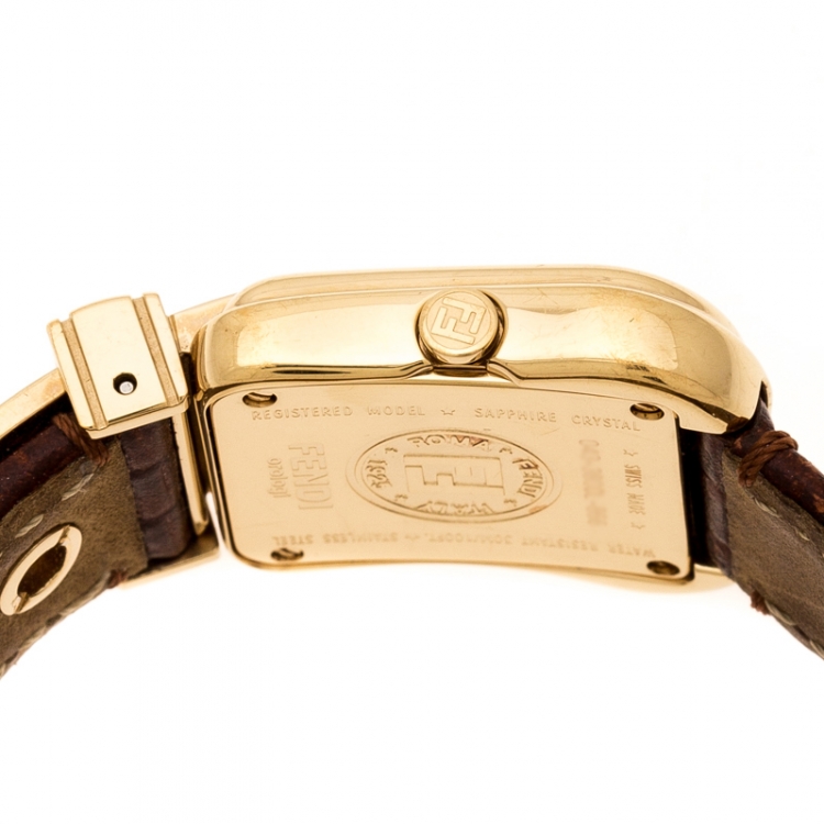 مملوكة مسبقًا Fendi White Mother of Pearl Gold Plated Stainless Steel B.Fendi 3800L Women's Wristwatch 23 mm