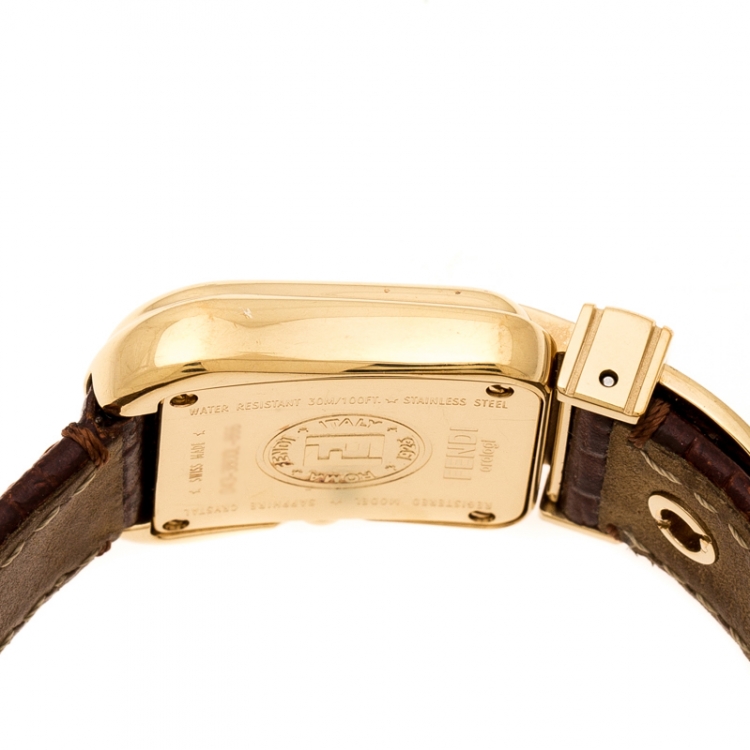 مملوكة مسبقًا Fendi White Mother of Pearl Gold Plated Stainless Steel B.Fendi 3800L Women's Wristwatch 23 mm