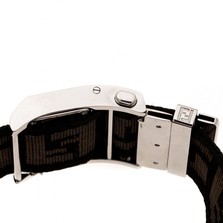 Pre Owned Fendi White Stainless Steel Diamond Zip Code 1120L Women's Wristwatch 38 mm