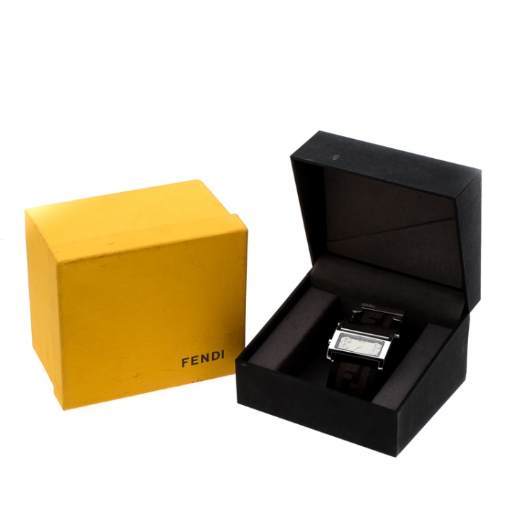 Pre Owned Fendi White Stainless Steel Diamond Zip Code 1120L Women's Wristwatch 38 mm