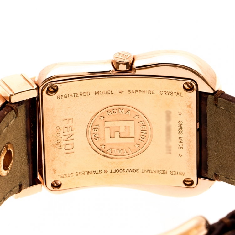 Pre Owned Fendi White Mother of Pearl Rose Gold Plated Stainless Steel B.Fendi 3800G Women's Wristwatch 33 mm