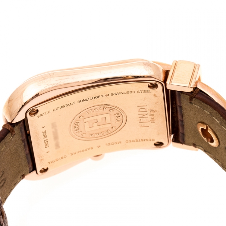 Pre Owned Fendi White Mother of Pearl Rose Gold Plated Stainless Steel B.Fendi 3800G Women's Wristwatch 33 mm