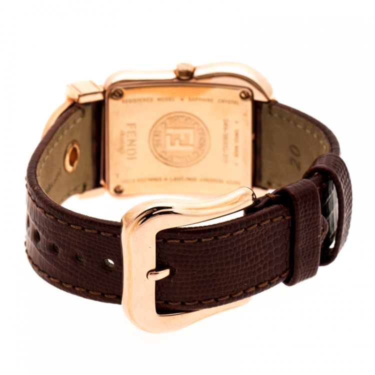 Pre Owned Fendi White Mother of Pearl Rose Gold Plated Stainless Steel B.Fendi 3800G Women's Wristwatch 33 mm