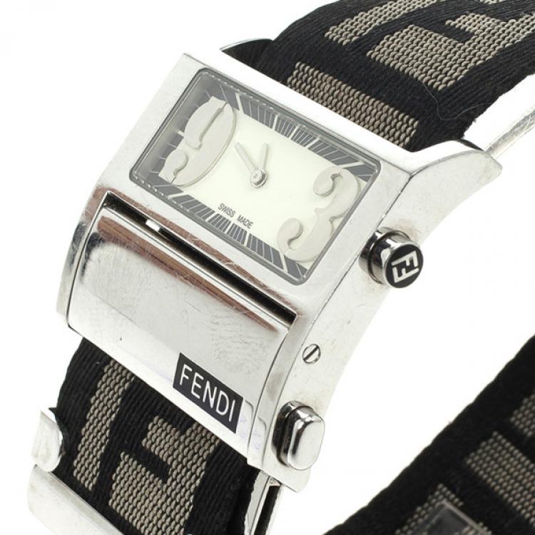 Pre Owned Fendi Cream Zip Code Womens Wristwatch 32 MM