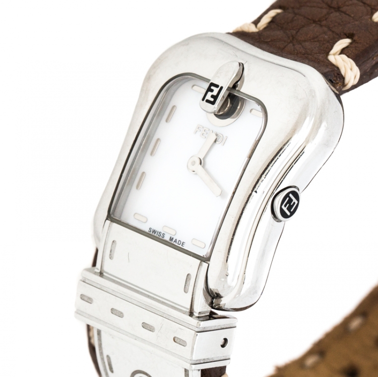 Pre Owned Fendi Mother of Pearl Stainless Steel B.Fendi 3800L Women's Wristwatch 23 mm