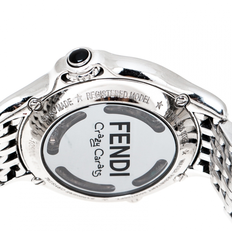 Pre Owned Fendi Silver Stainless Steel Crazy Carats 10500L Women's Wristwatch 33 mm