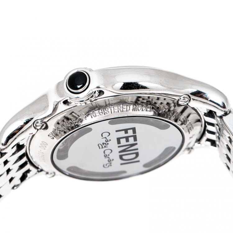Pre Owned Fendi Silver Stainless Steel Crazy Carats 10500L Women's Wristwatch 33 mm