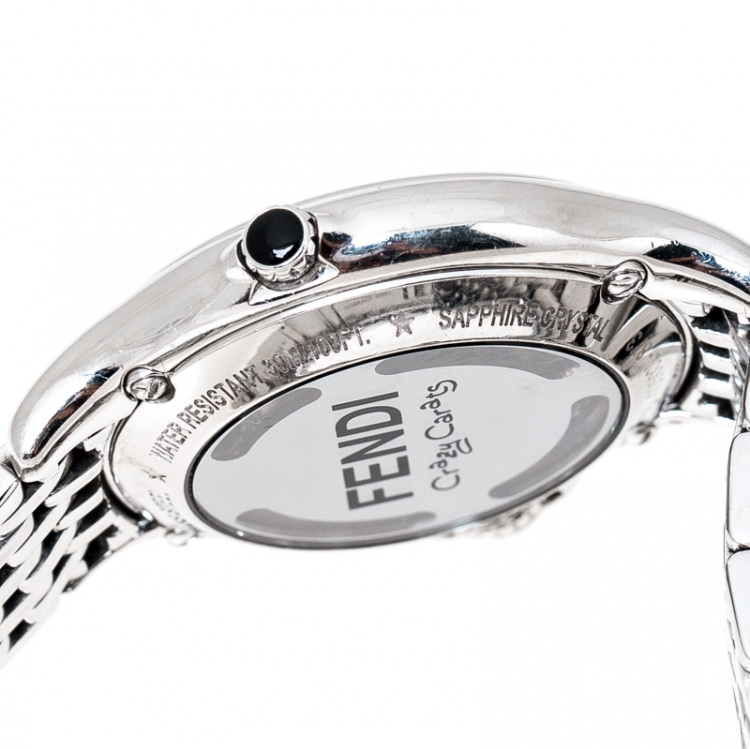 Pre Owned Fendi Silver Stainless Steel Crazy Carats 10500L Women's Wristwatch 33 mm