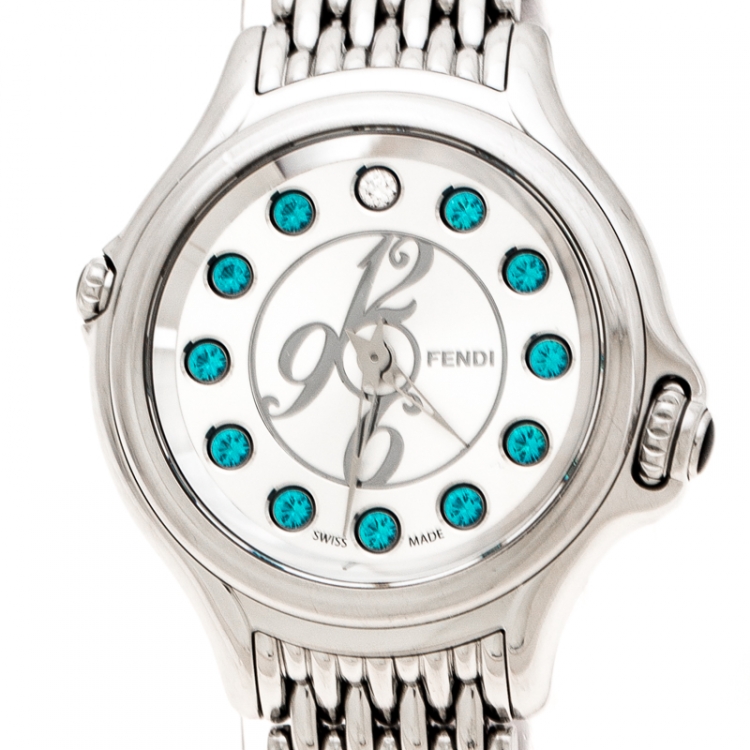 Pre Owned Fendi Silver Stainless Steel Crazy Carats 10500L Women's Wristwatch 33 mm