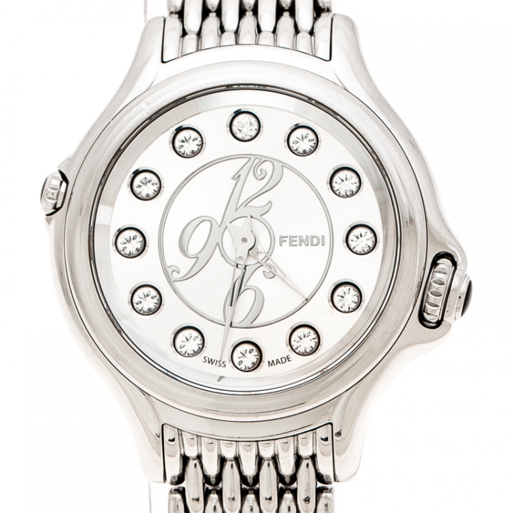 Pre Owned Fendi Silver Stainless Steel Crazy Carats 10500L Women's Wristwatch 33 mm