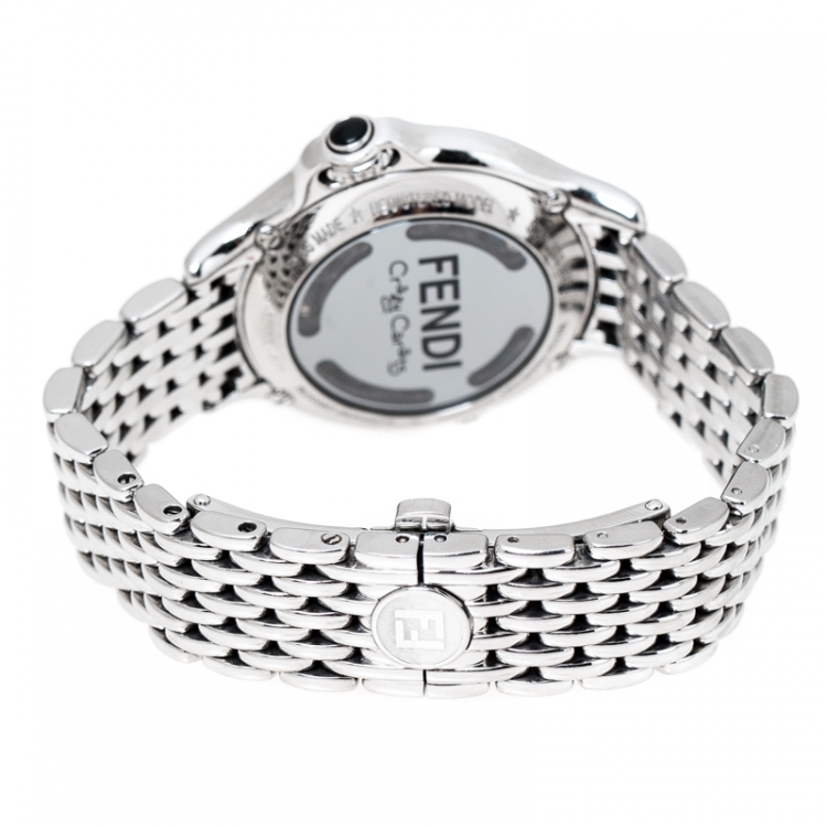 Pre Owned Fendi Silver Stainless Steel Crazy Carats 10500L Women's Wristwatch 33 mm