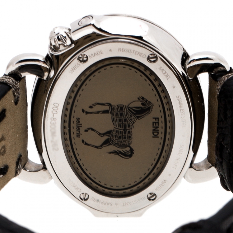 Pre Owned Fendi Silver White Stainless Steel Selleria 8300M Women's Wristwatch 40 mm