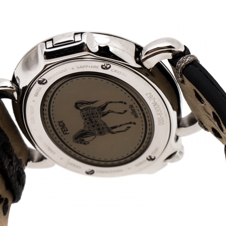 Pre Owned Fendi Silver White Stainless Steel Selleria 8300M Women's Wristwatch 40 mm
