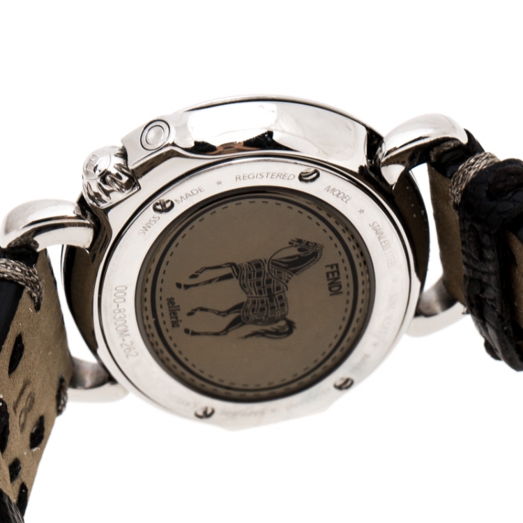 Pre Owned Fendi Silver White Stainless Steel Selleria 8300M Women's Wristwatch 40 mm