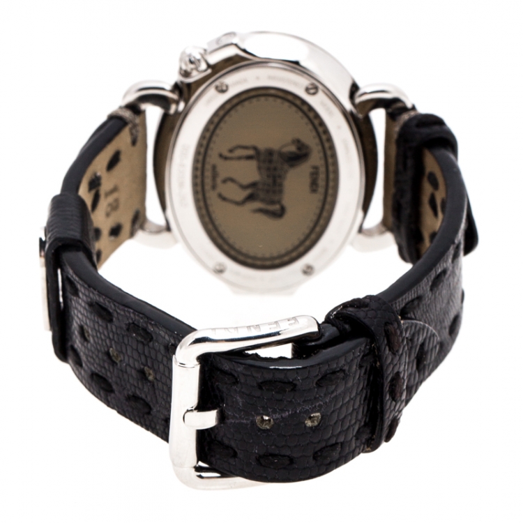 Pre Owned Fendi Silver White Stainless Steel Selleria 8300M Women's Wristwatch 40 mm