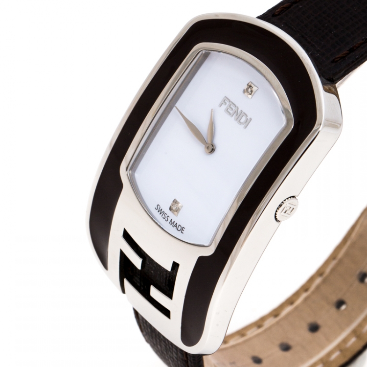 Pre Owned Fendi White Stainless Steel Chameleon Women's Wristwatch 29 MM