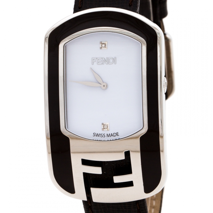 Pre Owned Fendi White Stainless Steel Chameleon Women's Wristwatch 29 MM