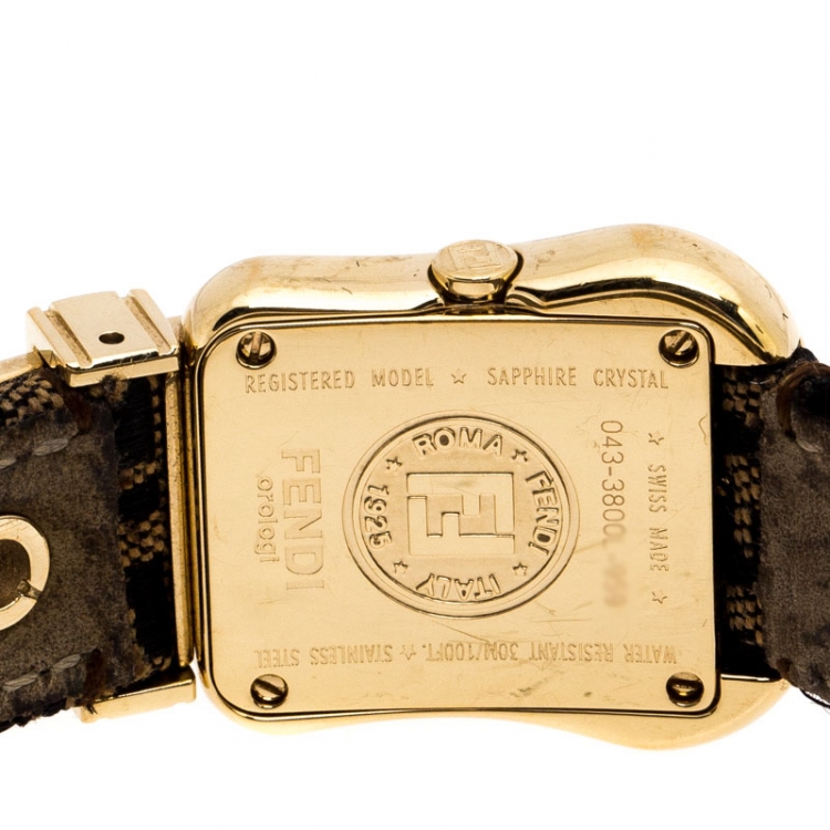 Pre Owned  Fendi Mother of Pearl Gold Plated Stainless Steel B.Fendi 3800L Women's Wristwatch 23 mm