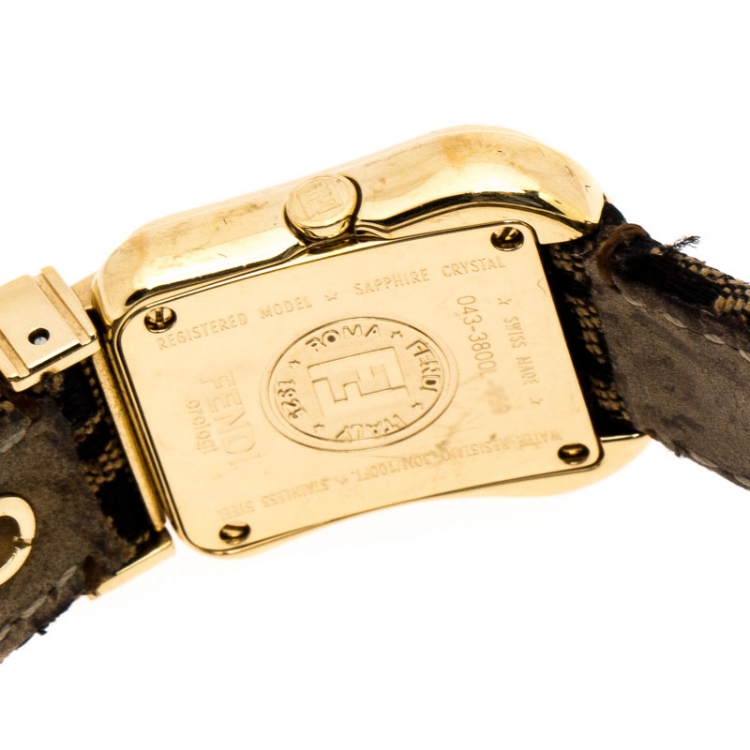 Pre Owned  Fendi Mother of Pearl Gold Plated Stainless Steel B.Fendi 3800L Women's Wristwatch 23 mm