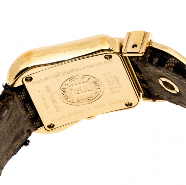 Pre Owned  Fendi Mother of Pearl Gold Plated Stainless Steel B.Fendi 3800L Women's Wristwatch 23 mm
