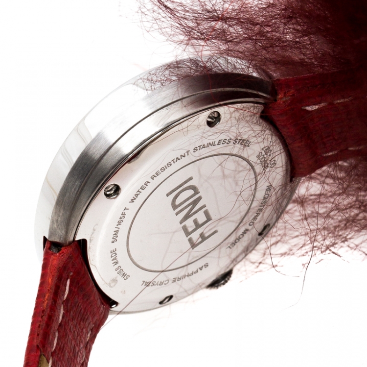 Pre Owned Fendi White Stainless Steel Leather My Way 35000S Women's Wristwatch 28 mm