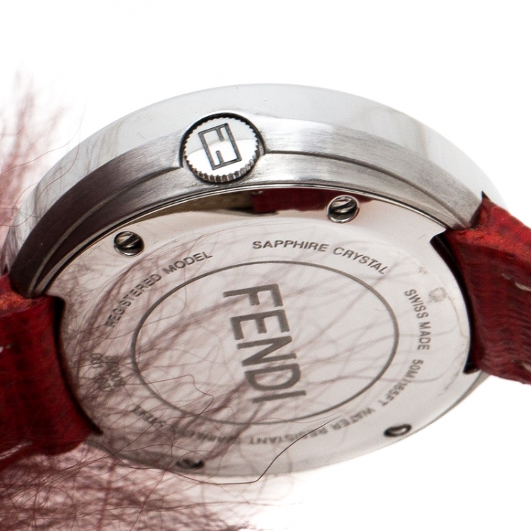 Pre Owned Fendi White Stainless Steel Leather My Way 35000S Women's Wristwatch 28 mm