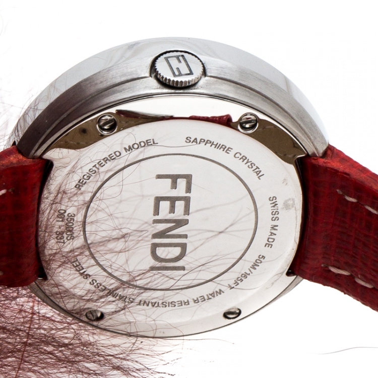 Pre Owned Fendi White Stainless Steel Leather My Way 35000S Women's Wristwatch 28 mm