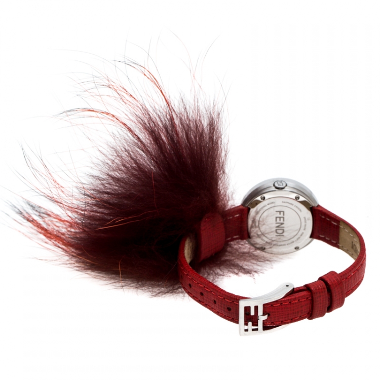 Pre Owned Fendi White Stainless Steel Leather My Way 35000S Women's Wristwatch 28 mm