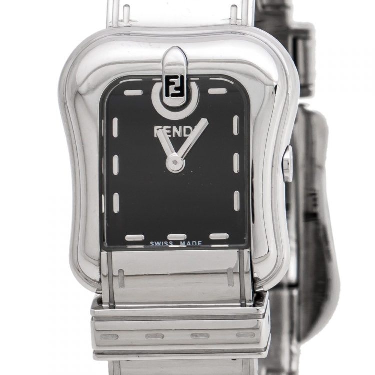 Pre Owned Fendi Black Stainless Steel B.Fendi 3800L Women's Wristwatch 23 mm