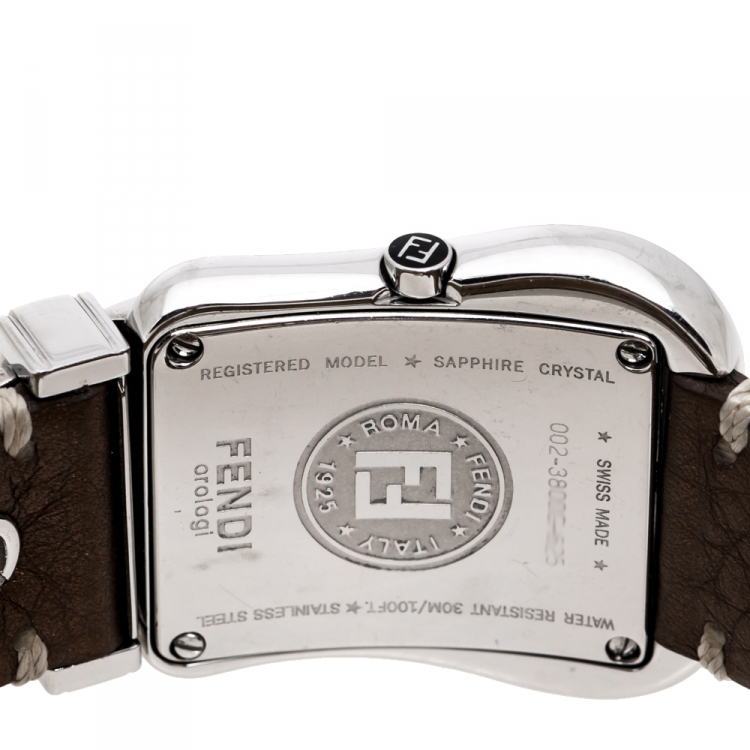 Pre Owned Fendi Mother of Pearl Stainless Steel Diamond B.Fendi 3800G Women's Wristwatch 33 mm