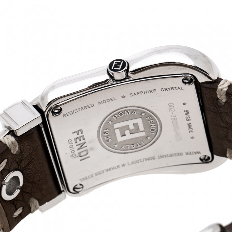 Pre Owned Fendi Mother of Pearl Stainless Steel Diamond B.Fendi 3800G Women's Wristwatch 33 mm