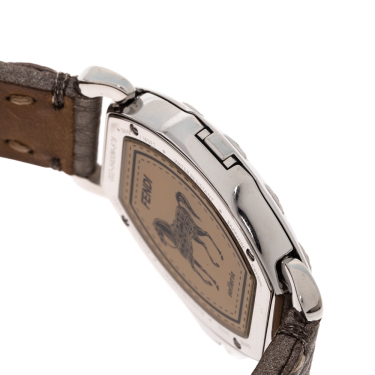 Pre Owned Fendi MOP Stainless Steel Diamond Selleria 8400M Women's Wristwatch 34 MM