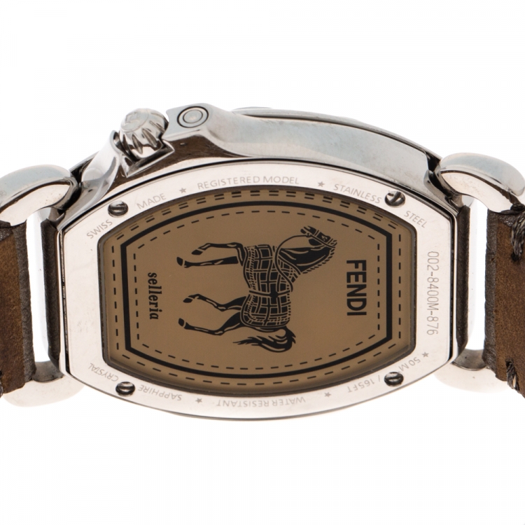 Pre Owned Fendi MOP Stainless Steel Diamond Selleria 8400M Women's Wristwatch 34 MM