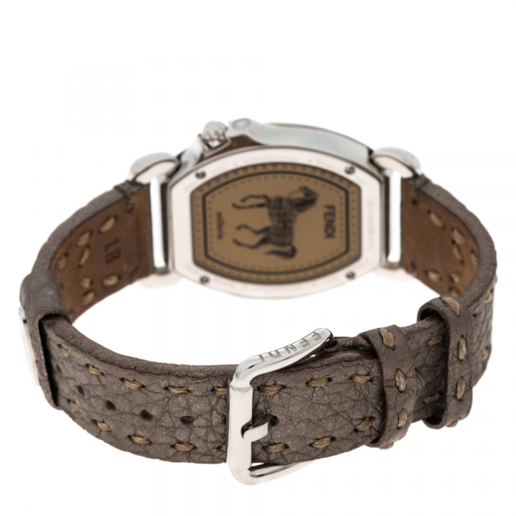 Pre Owned Fendi MOP Stainless Steel Diamond Selleria 8400M Women's Wristwatch 34 MM