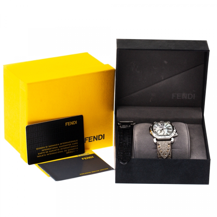 Pre Owned Fendi MOP Stainless Steel Diamond Selleria 8400M Women's Wristwatch 34 MM
