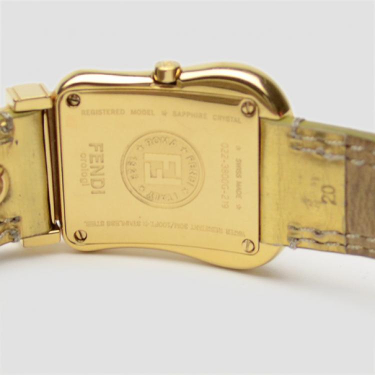 Pre Owned Fendi Gold Nougat Leather B Womens Wristwatch 33 MM